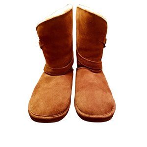 EUC | BearPaw | Sheepskin Fur | Mid-Calf | Suede | Buckle | Womens | Size: 8